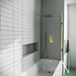 Drench Brushed Brass 8mm Glass Hinged Square Bath Screen - 1520 x 815mm