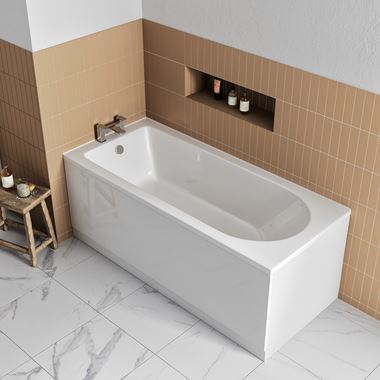 Drench Straight Single Ended Bath - 1600x700