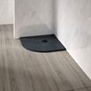 Drench Naturals Graphite Thin Slate-Effect Quadrant Shower Tray with Graphite Waste - 800 x 800mm
