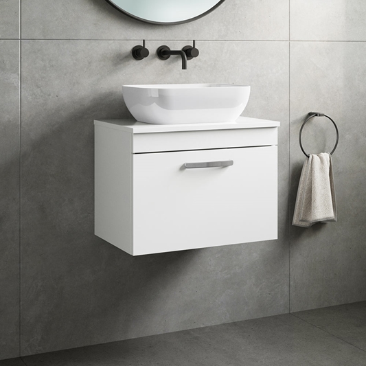 Drench Emily 600mm Wall Mounted 1, White 600mm Countertop Vanity Unit