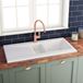 RAK 1000 Gourmet Dream 1.5 Bowl White Ceramic Fireclay Kitchen Sink with Reversible Drainer - 1010 x 510mm