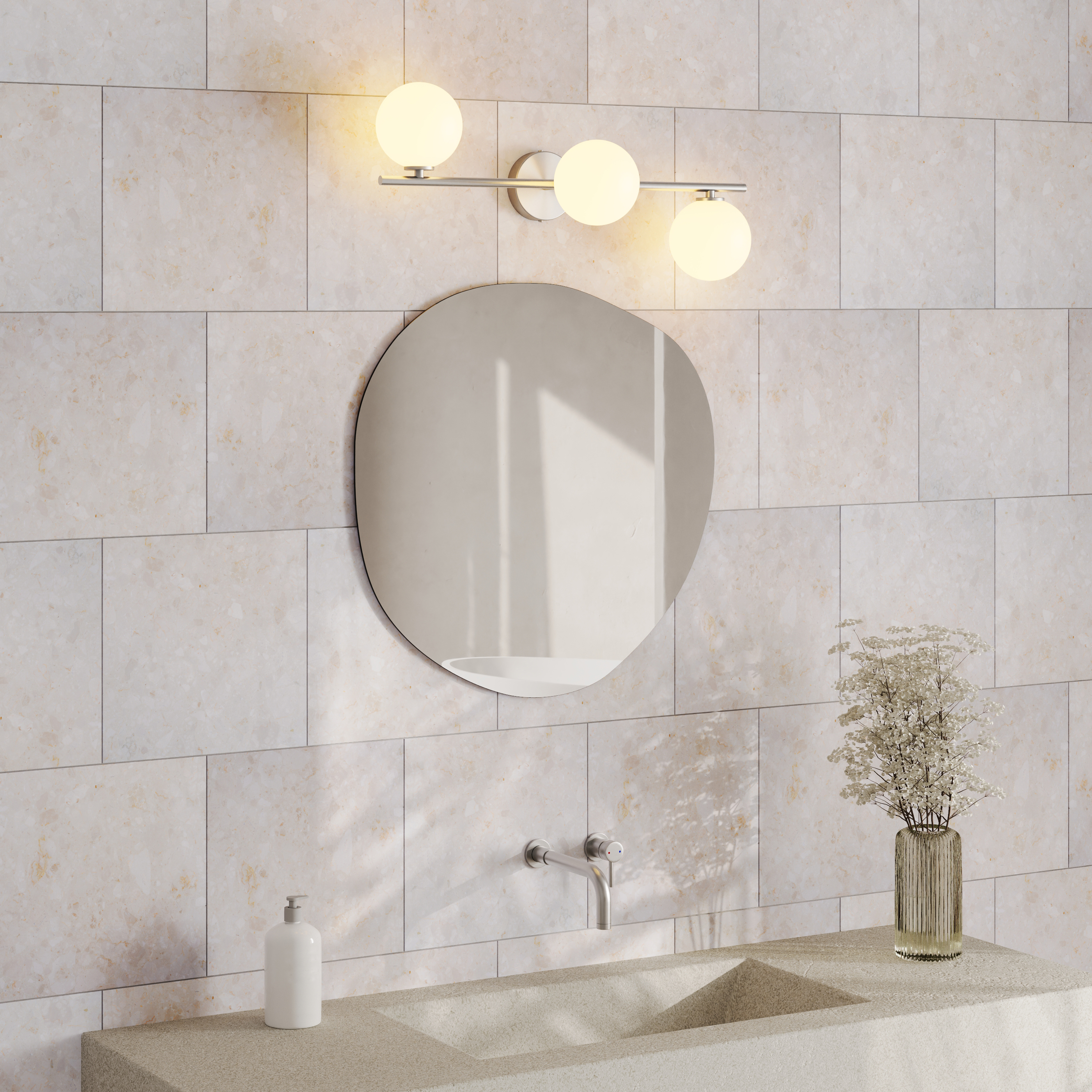 Organics Slim Mirror with 3 Sphere Light
