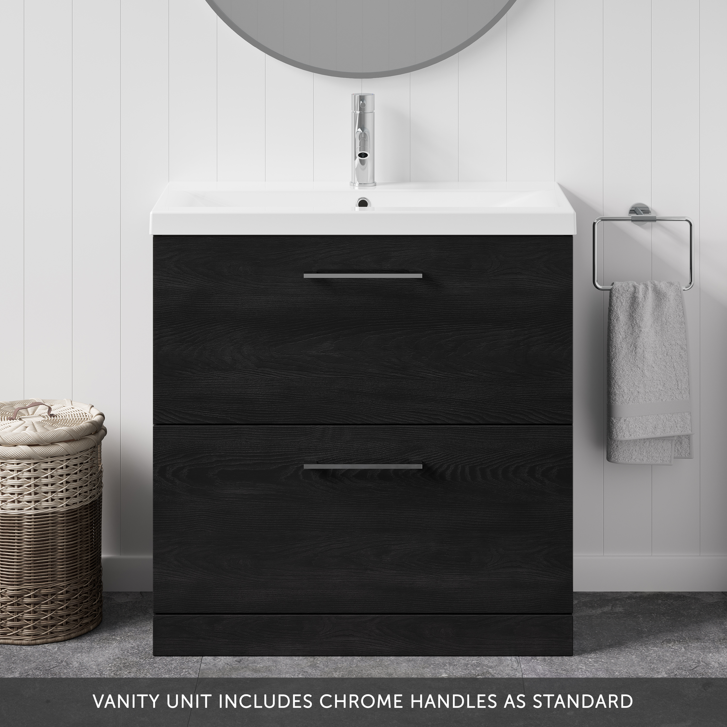 Erin 800mm Floorstanding 2 Drawer Vanity Unit & Basin