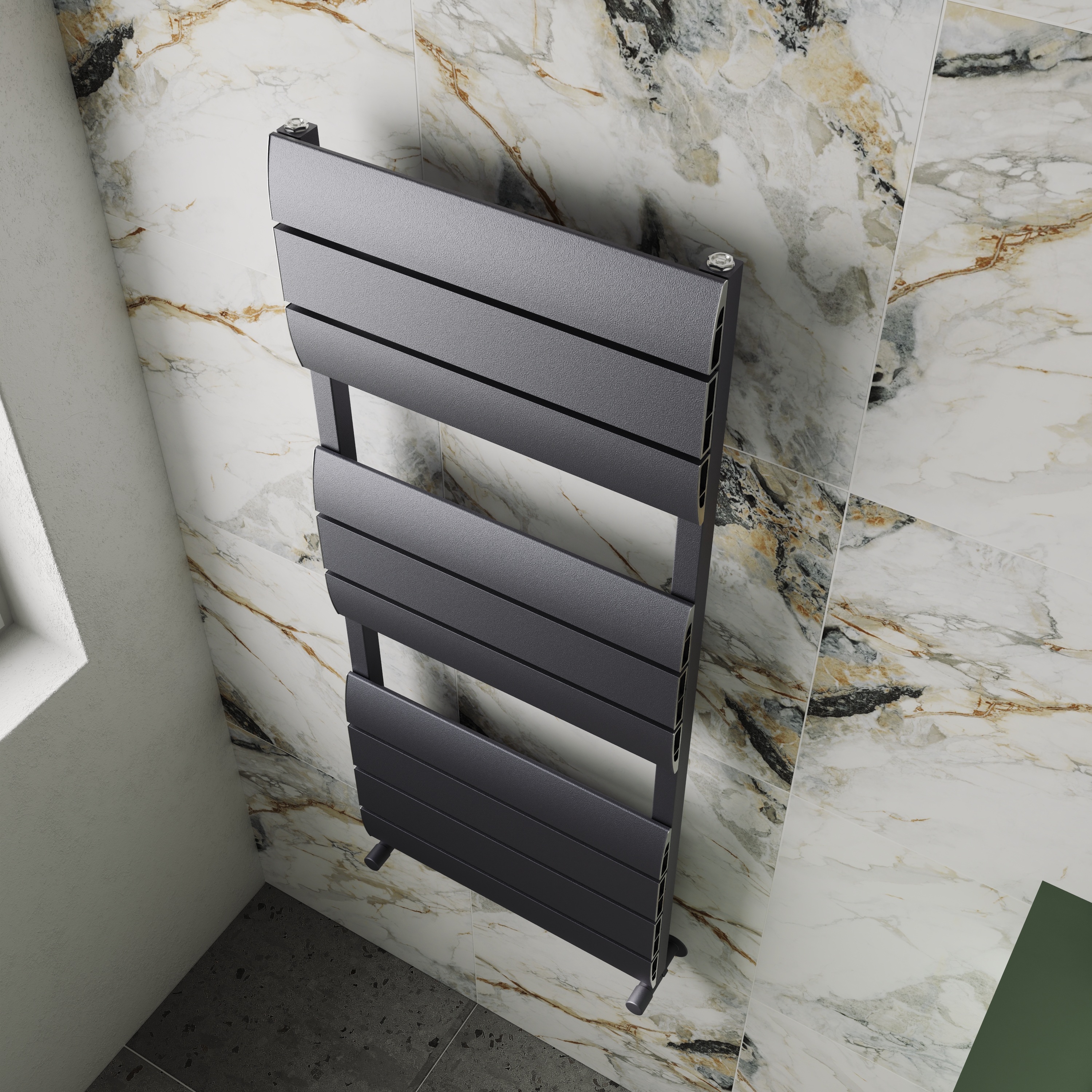 Toasty Dawn Anthracite Aluminium Heated Towel Rail - 1200 x 500mm