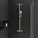 Drench Brushed Brass Square Thermostatic Rigid Riser Shower Kit