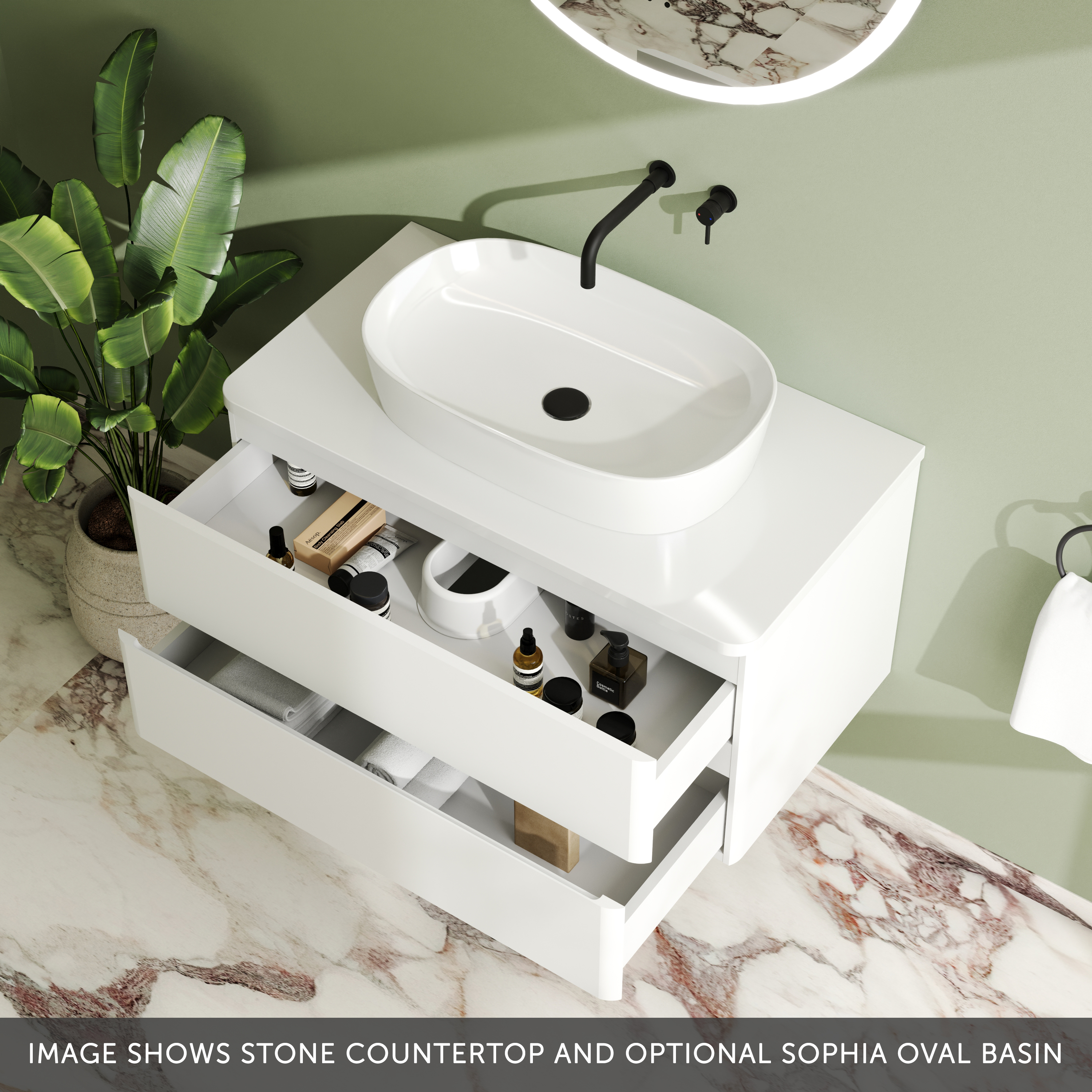 Drench Origin 900mm Wall Mounted Vanity Unit & Countertop