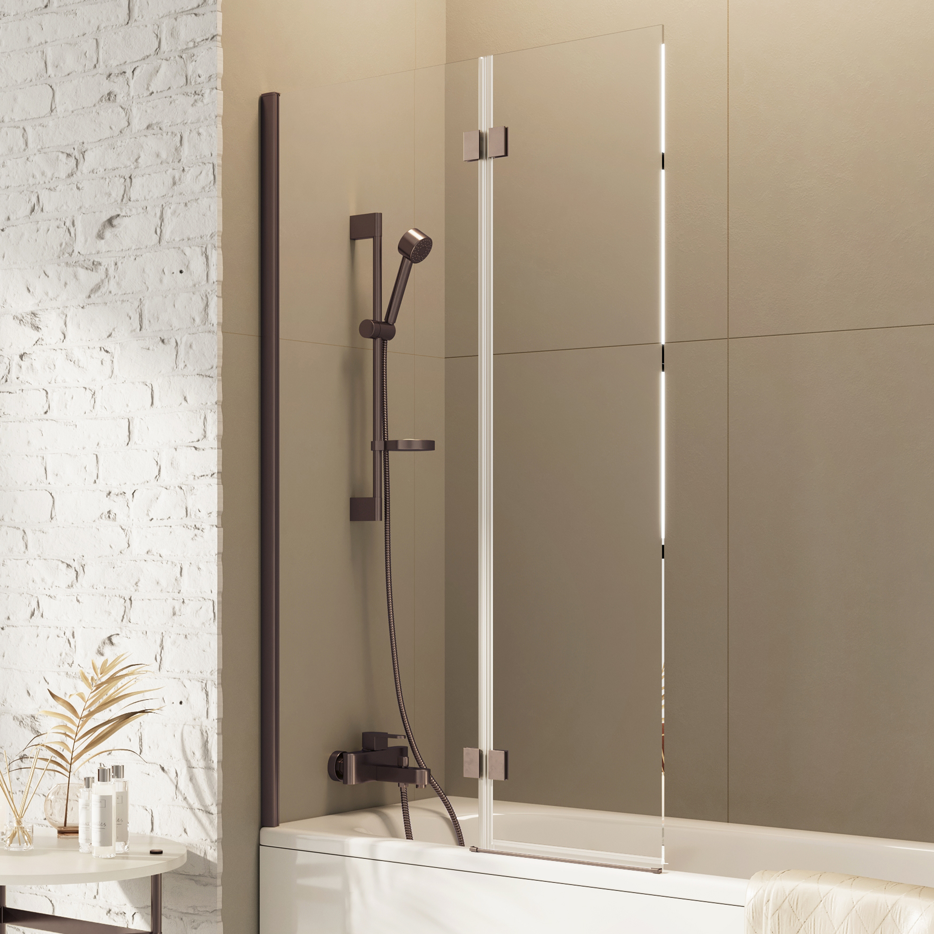 Harbour i8 Easy Clean 8mm Inward Hinged Bath Screen with Fixed Inline Panel - 1500 x 900mm