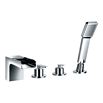 Flova Cascade 4 Hole Deck Mounted Waterfall Bath Shower Mixer with Pull Out Handset