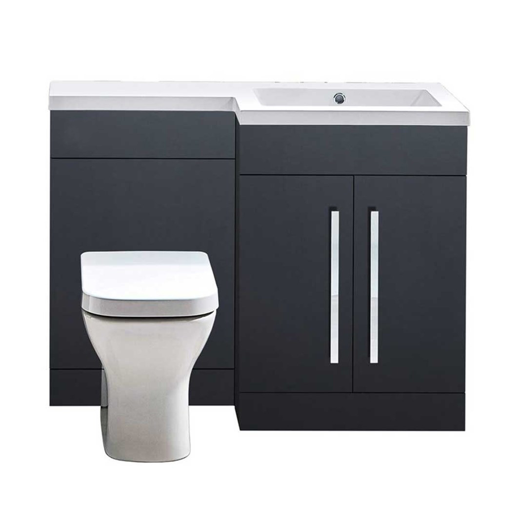 Harbour Icon 1100mm Left Hand Combination Bathroom Toilet & Sink Unit - Graphite Grey