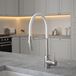 The Tap Factory Vibrance Tube Brushed Nickel Mono Pull Out Kitchen Mixer Tap with Coloured Spout