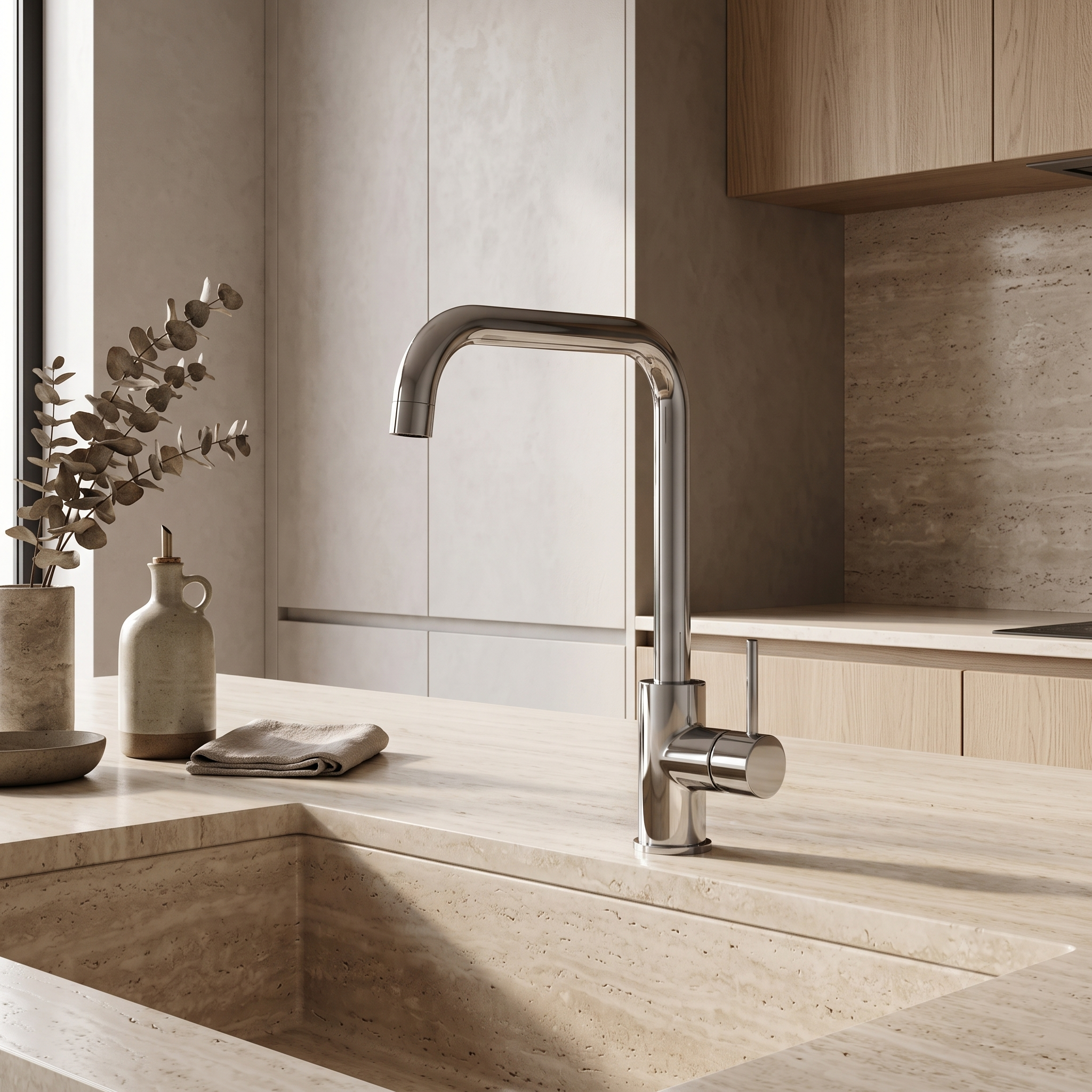 Vellamo Koro Single Lever Mono Kitchen Sink Mixer Tap - Polished Chrome