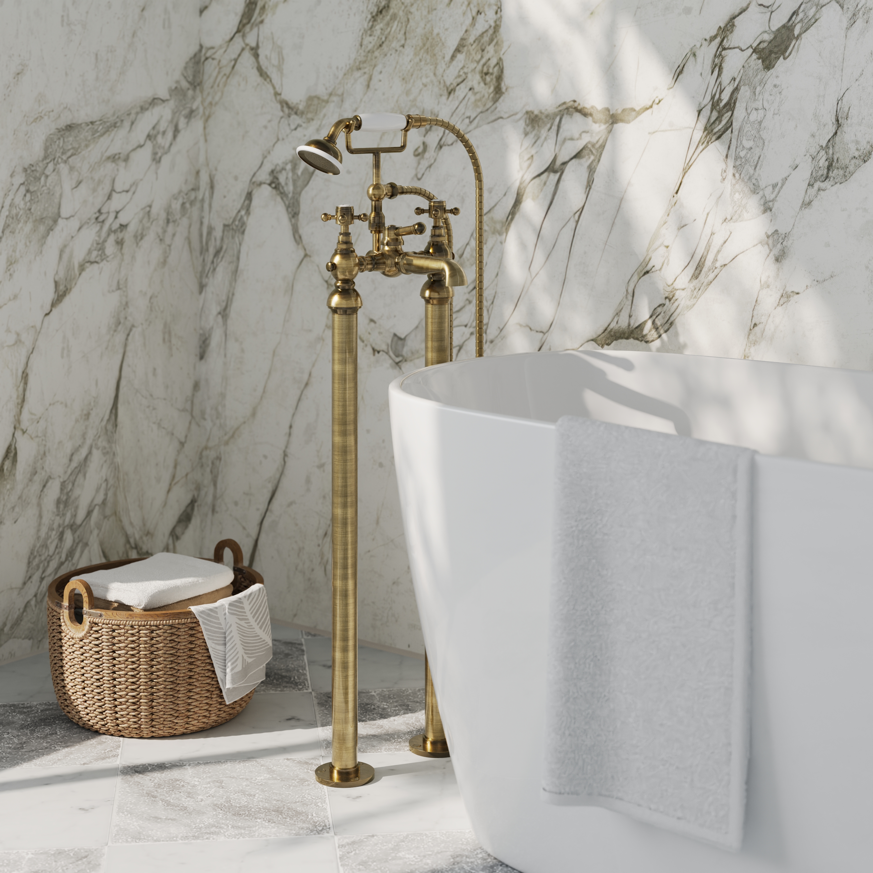 Butler & Rose Eliza Crosshead Freestanding Bath Shower Mixer Tap