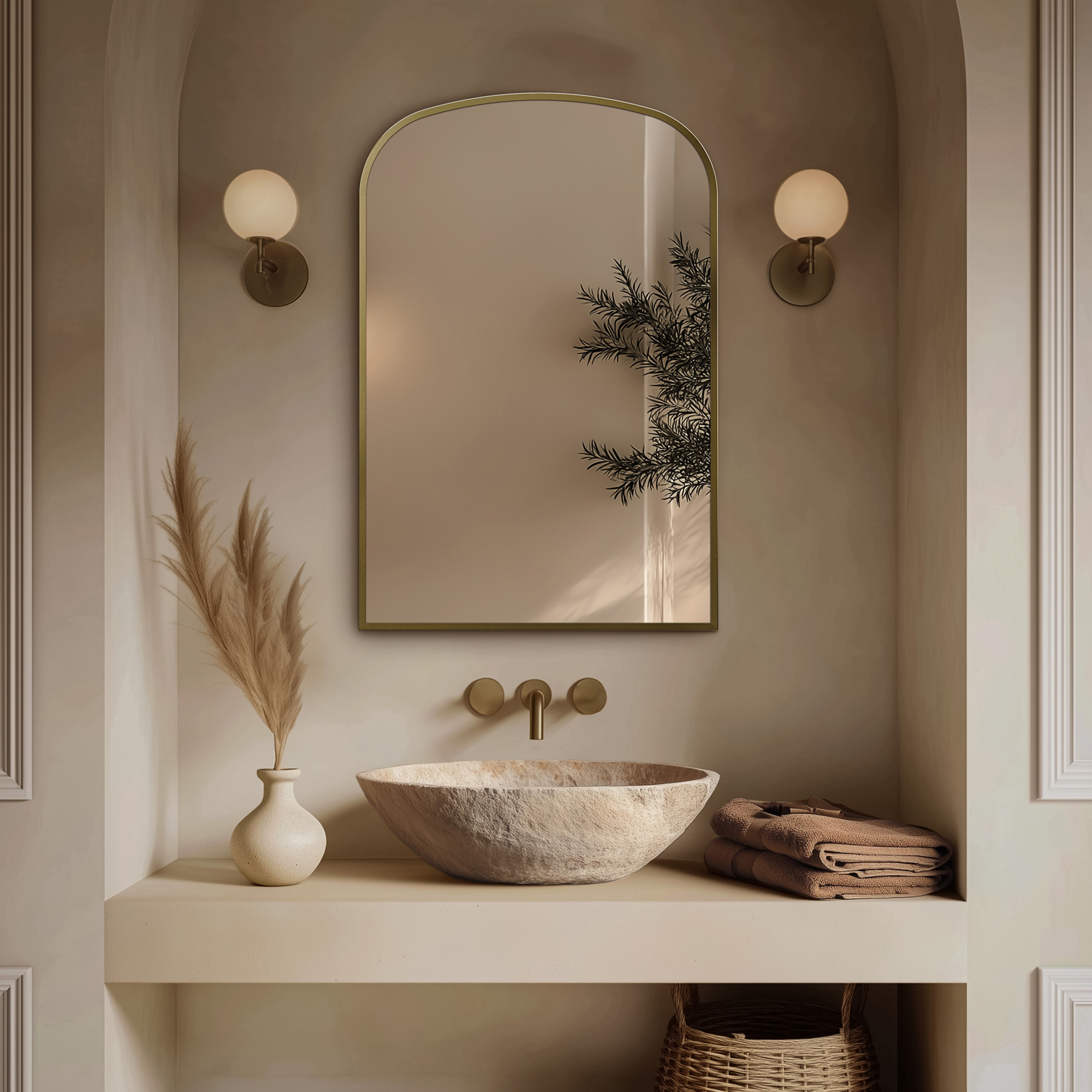Origins Living Delphine Overmantle Arched Mirror - 600 x 900mm