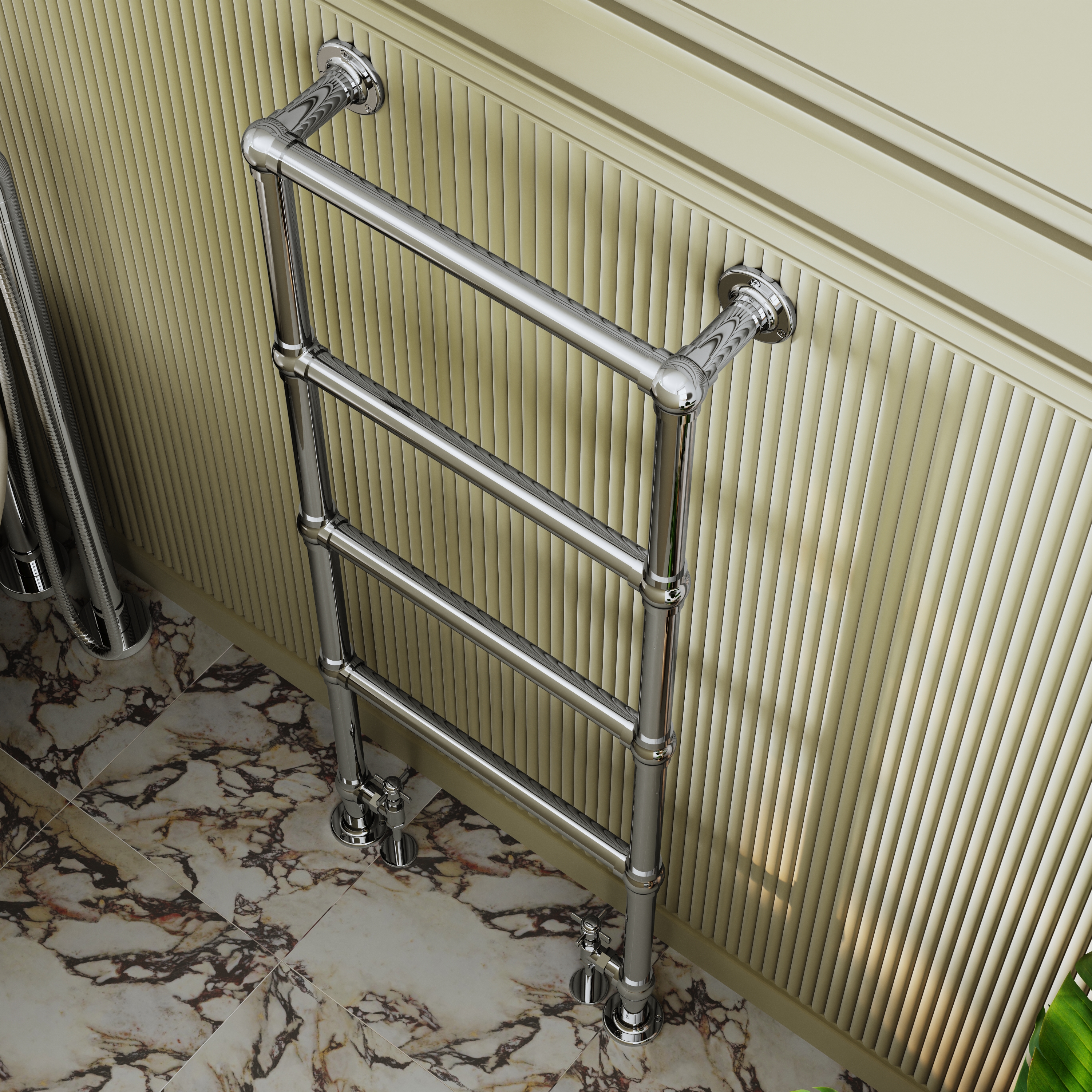 Toasty Merrin Chrome Floorstanding Traditional Heated Towel Rail