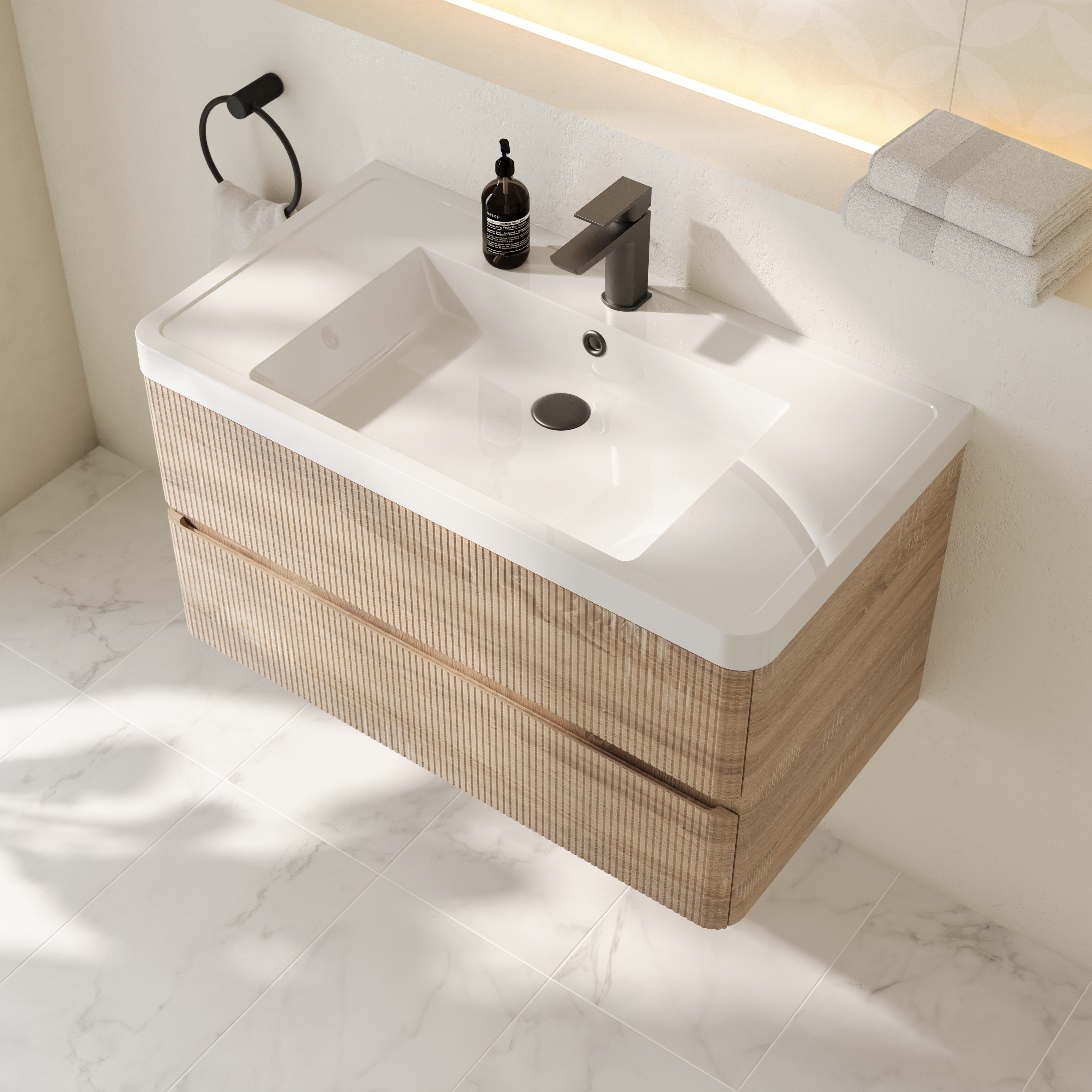 Drench Origin 900mm Fluted Wall Mounted Vanity Unit & Basin
