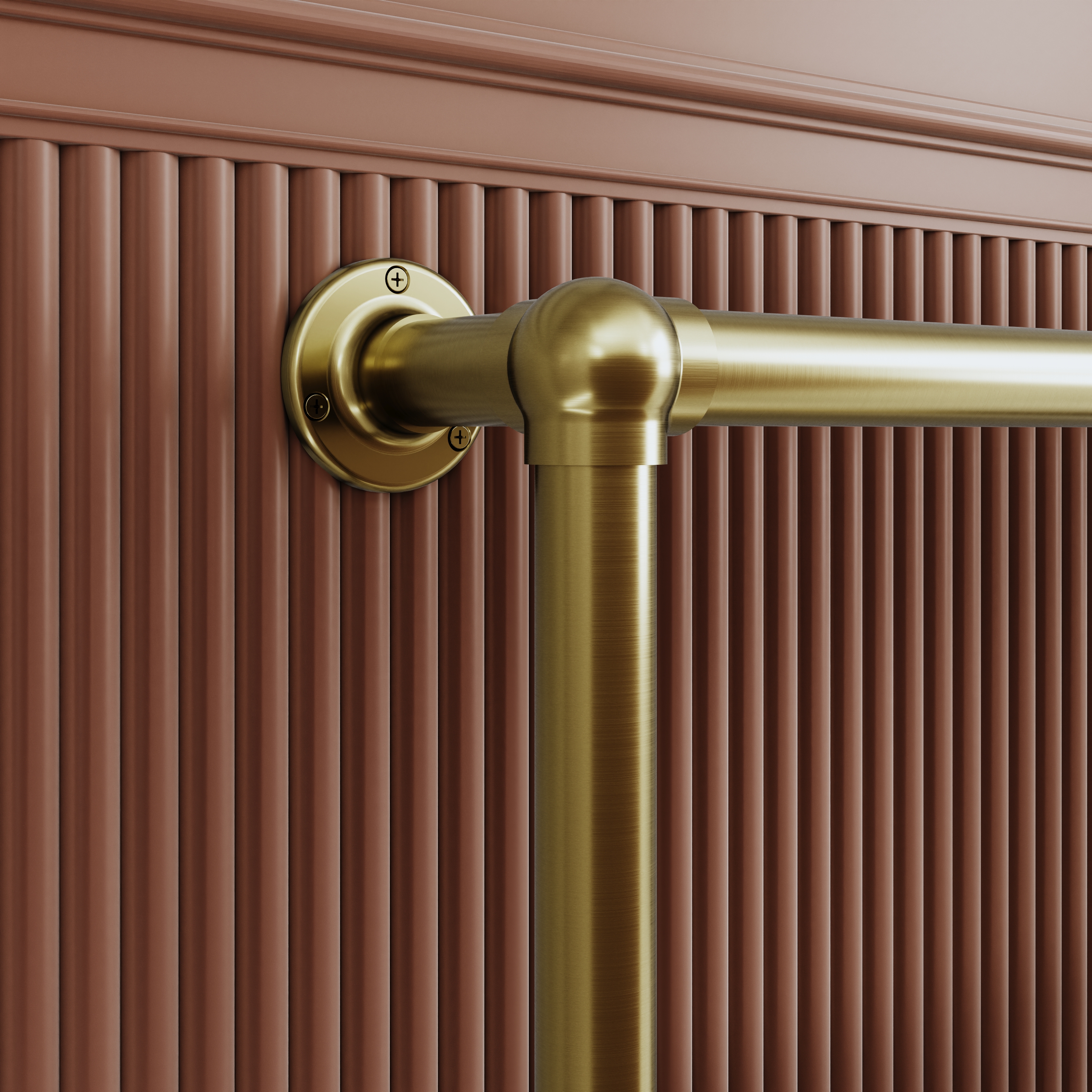 Toasty Merrin Brushed Brass Floorstanding Traditional Heated Towel Rail - 1195 x 500mm