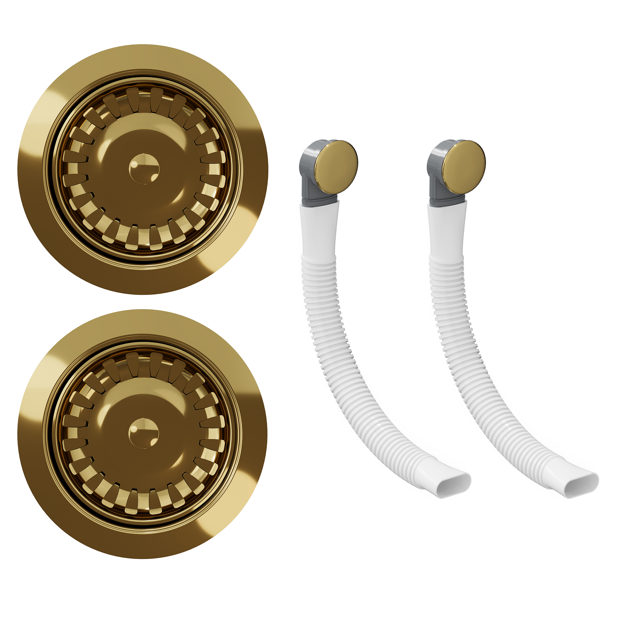 Butler & Rose Premium 90mm 1.5 & 2 Bowl Kitchen Sink Strainer Wastes with Two Round Overflows