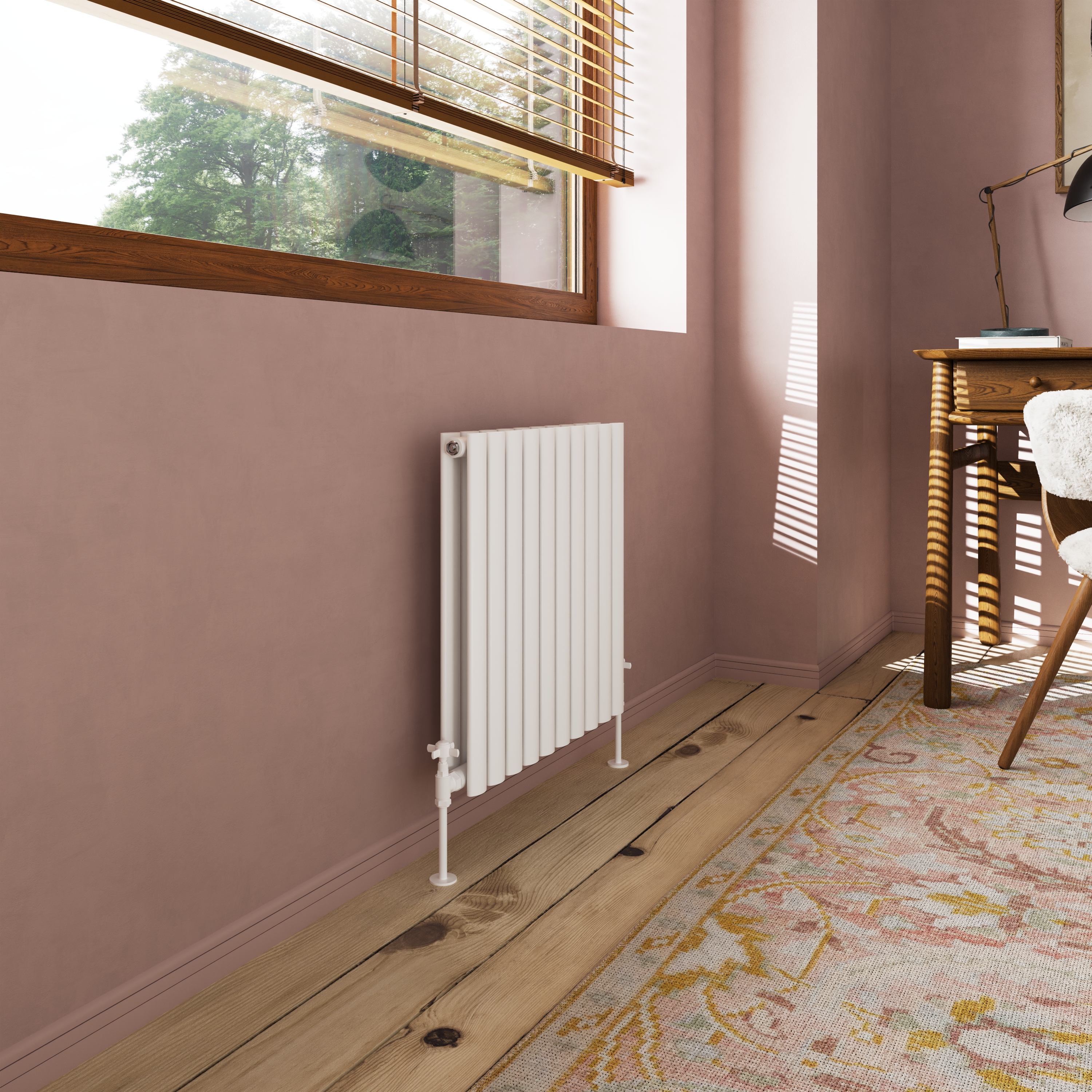 Toasty Ember White Oval Panel Horizontal Radiator