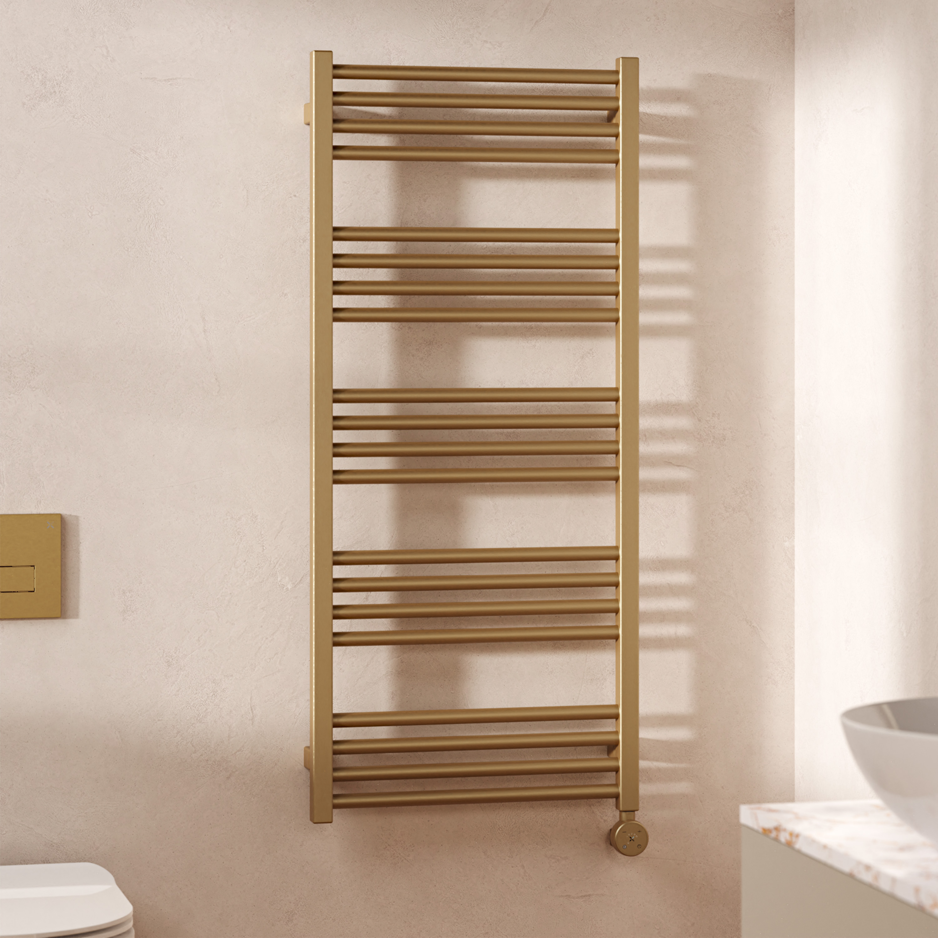 Crosswater MPRO Electric Brushed Brass Heated Towel Rail