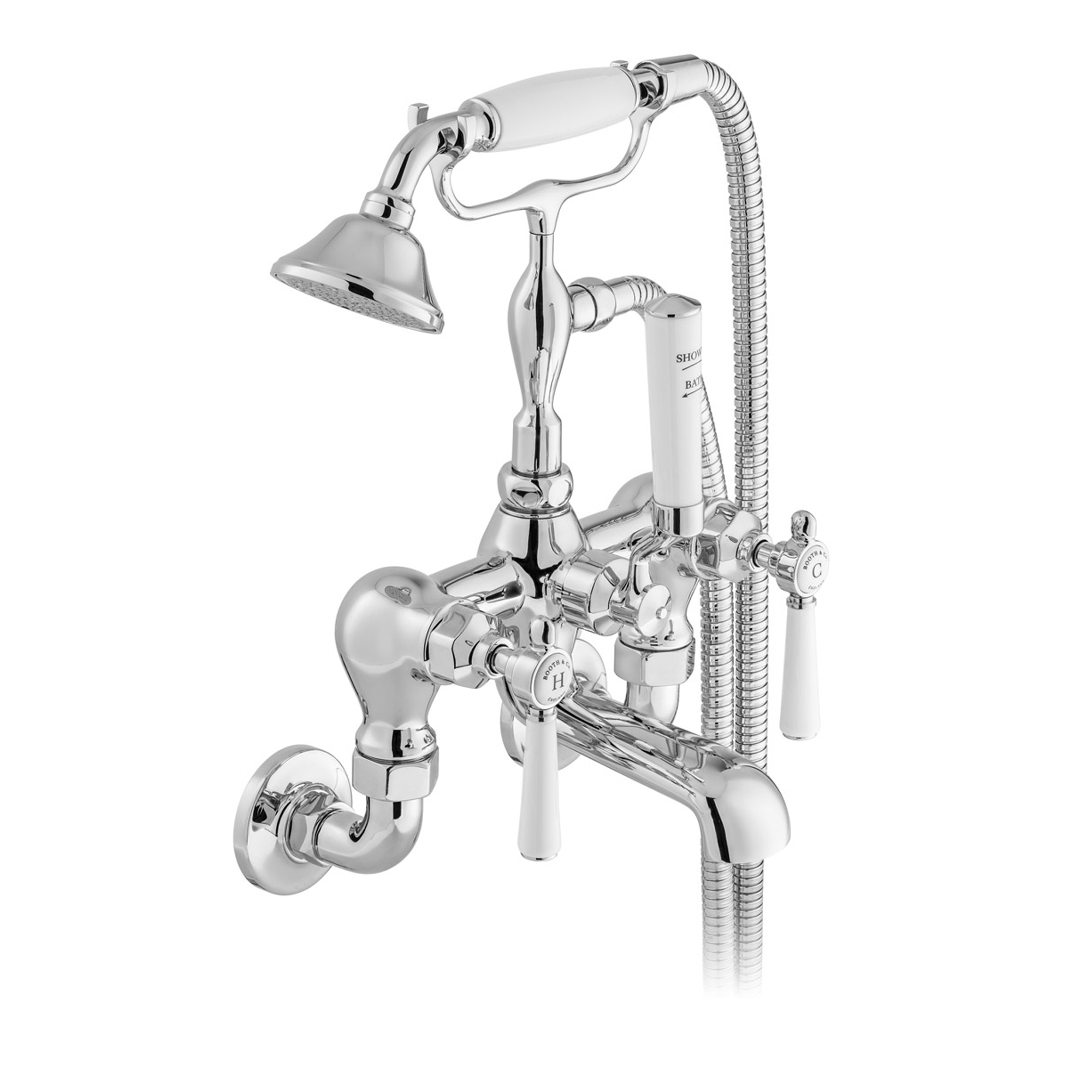 Booth & Co Axbridge Traditional Lever Wall Mounted Bath Shower Mixer Tap
