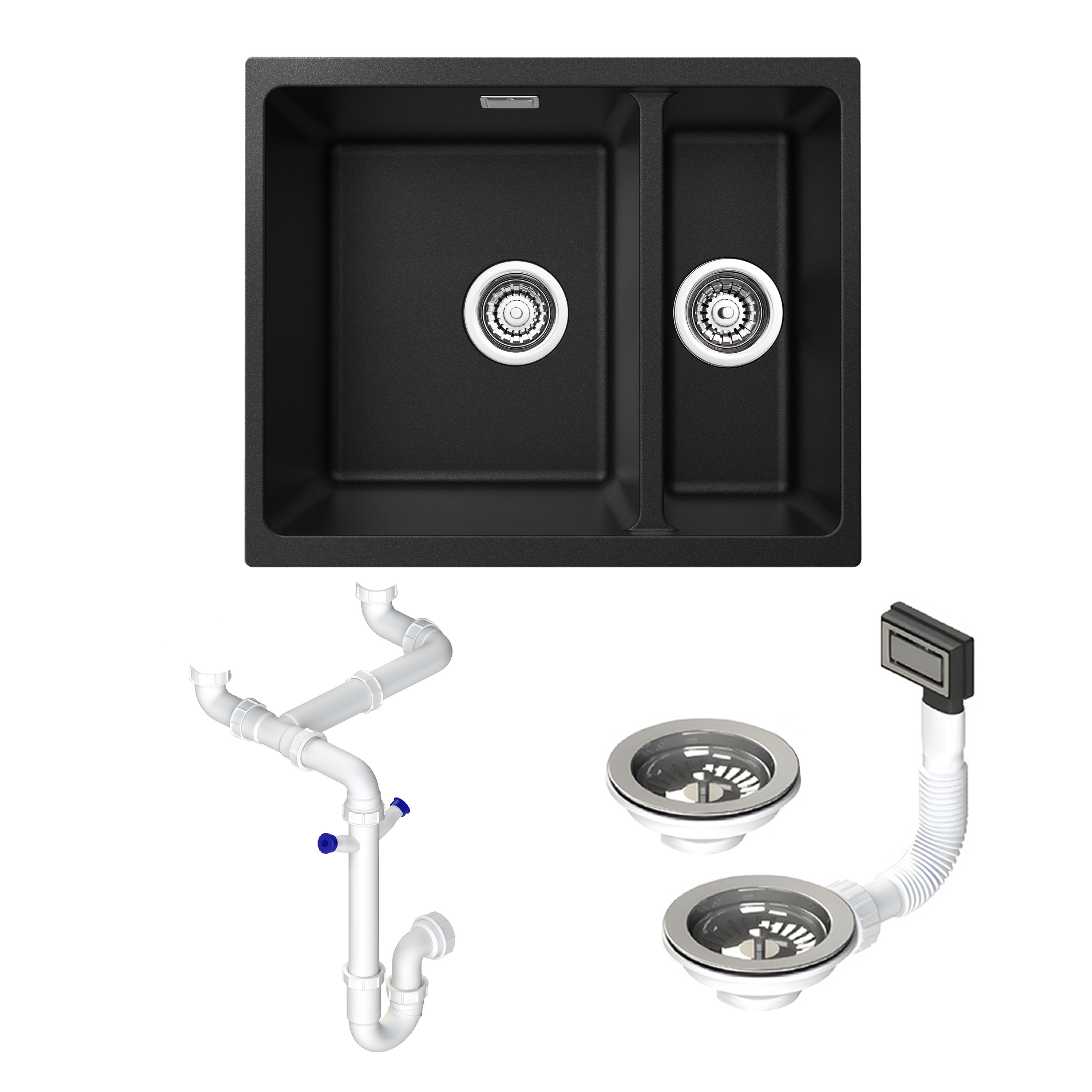 Vellamo Terra 1.5 Bowl Granite Composite Inset/Undermount Kitchen Sink & Waste Kit - 555 x 460mm