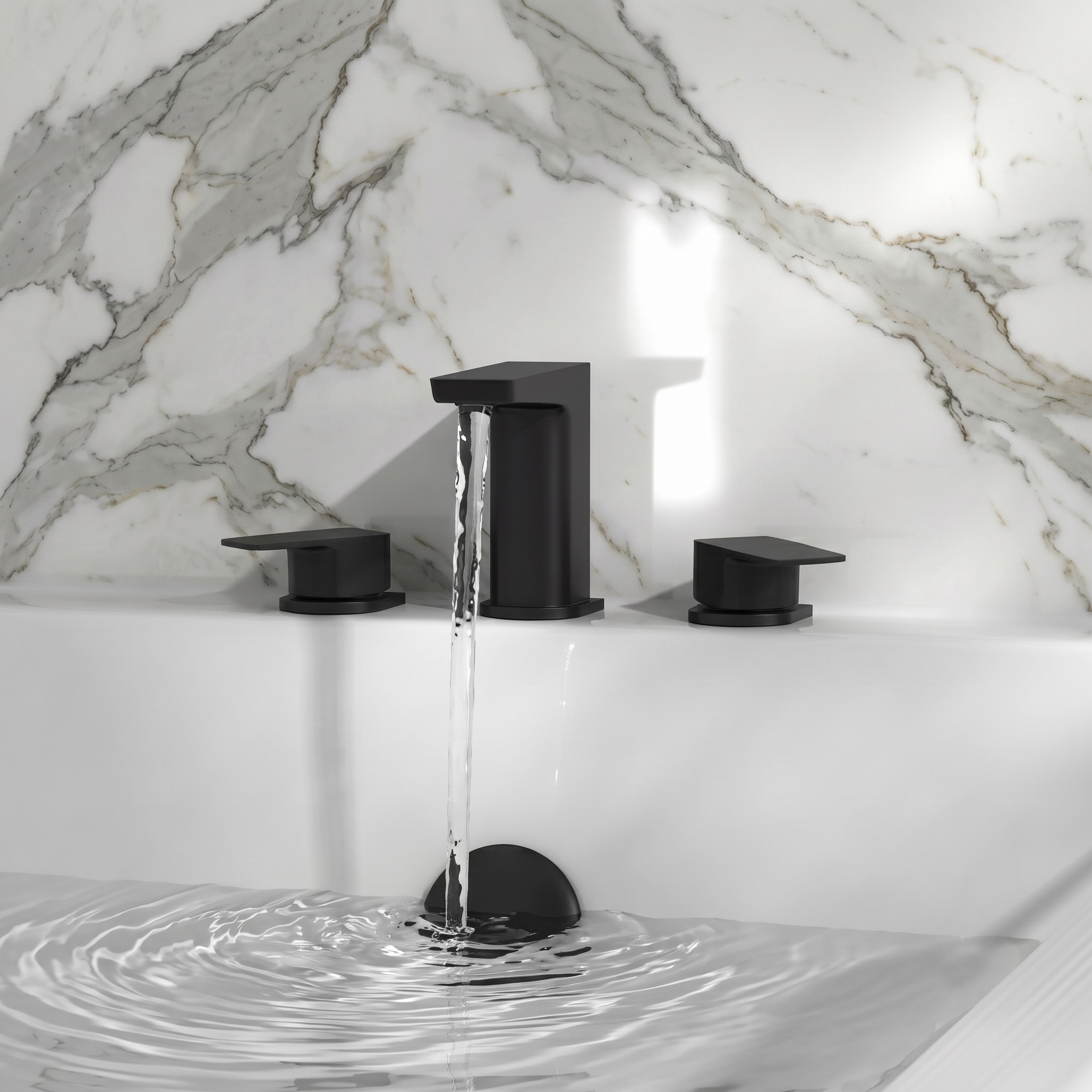 Harbour Status Matt Black 3 Hole Bath Mixer Tap
