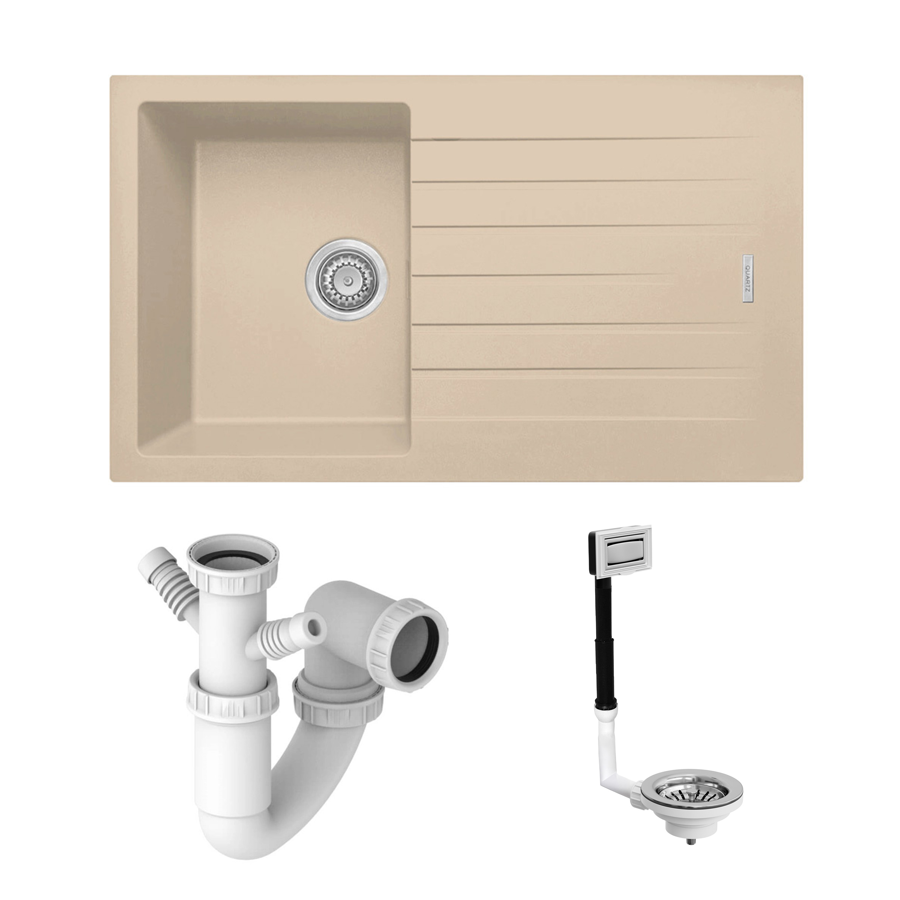 Vellamo Horizon Compact 1 Bowl Granite Composite Kitchen Sink & Waste - 860 x 500mm