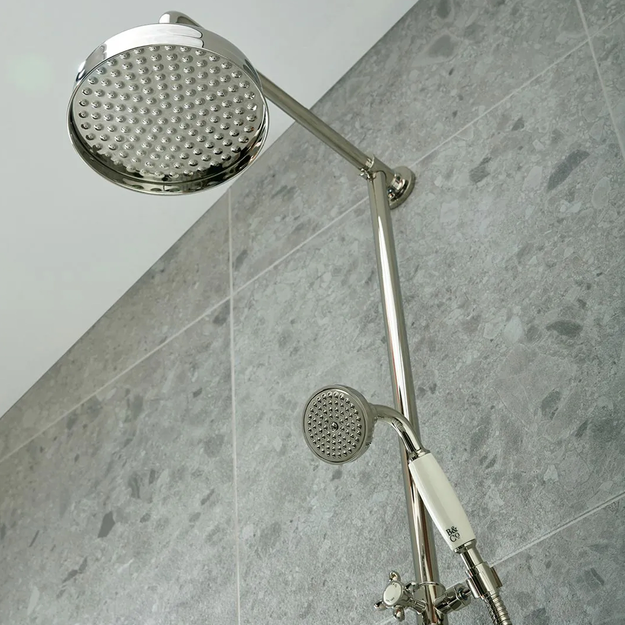 Booth & Co Axbridge Traditional 3 Outlet Exposed Thermostatic Shower Set with Bath Spout