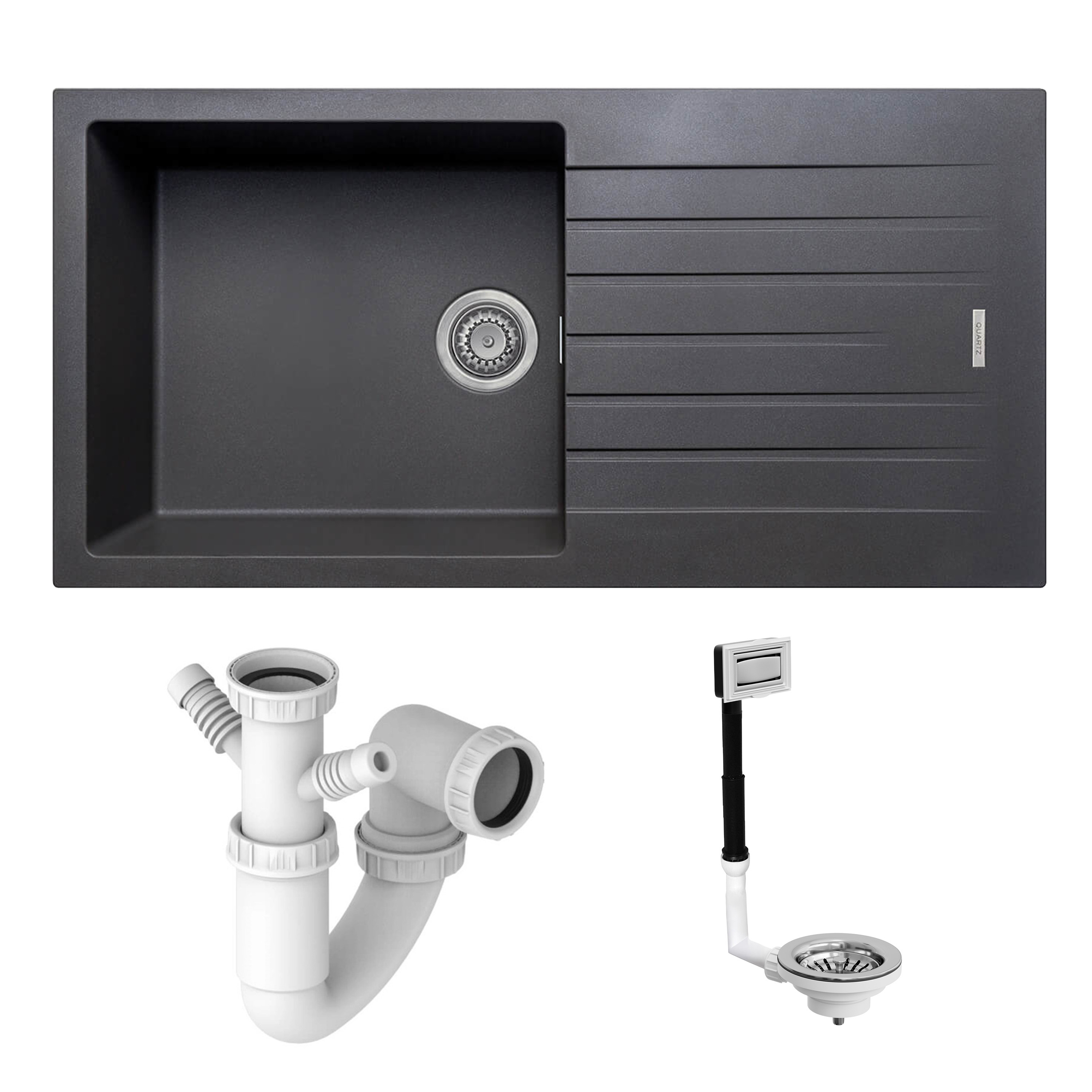 Vellamo Horizon Large Single Bowl Granite Composite Kitchen Sink & Waste - 1000 x 500mm