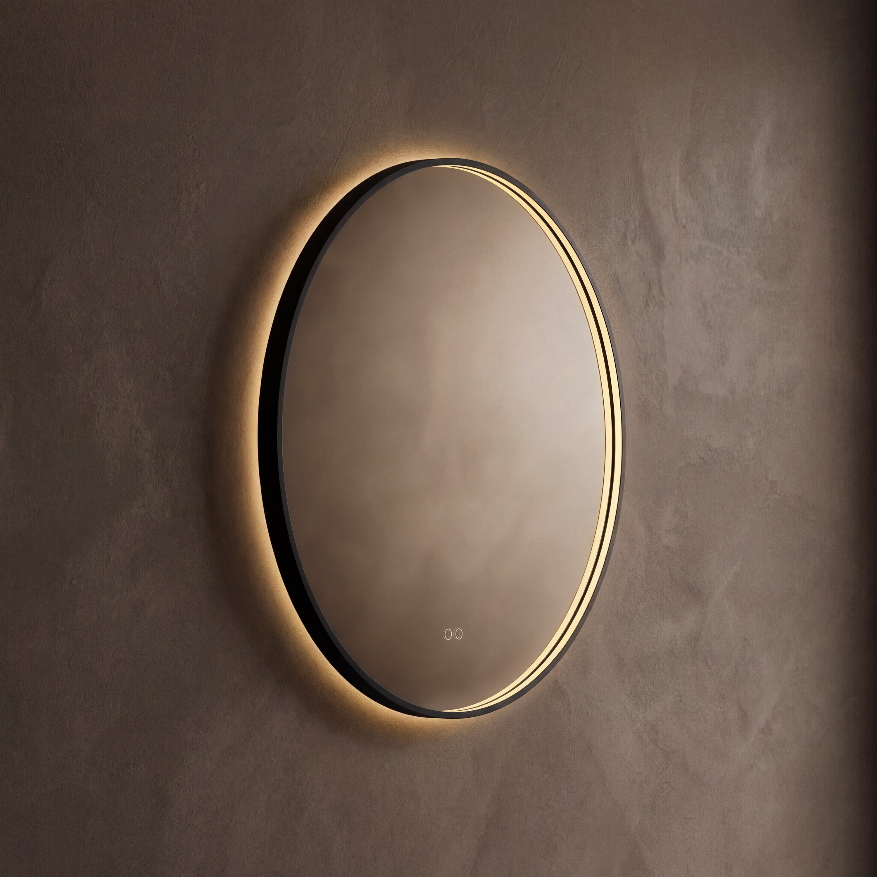 Origins Living Kingsley Matt Black Illuminated Round Mirror with Colour Change Lights - 800mm