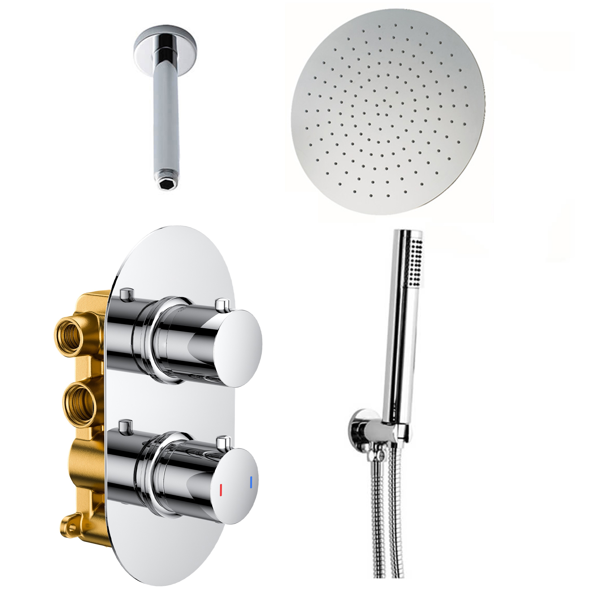 Adele Concealed Shower Valve, Fixed Head & Shower Handset
