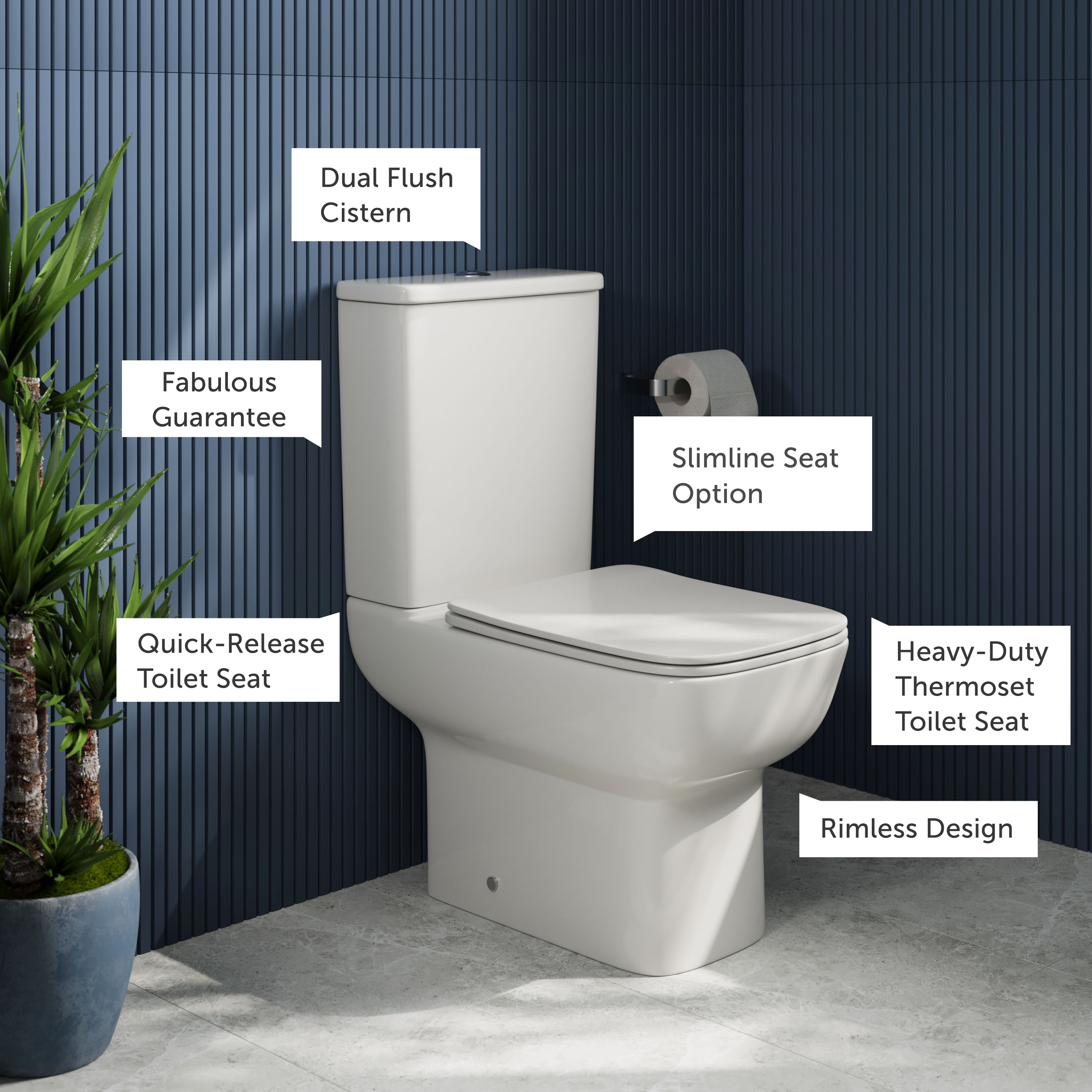 Harbour Icon Rimless Close Coupled Toilet & Soft Close Seat