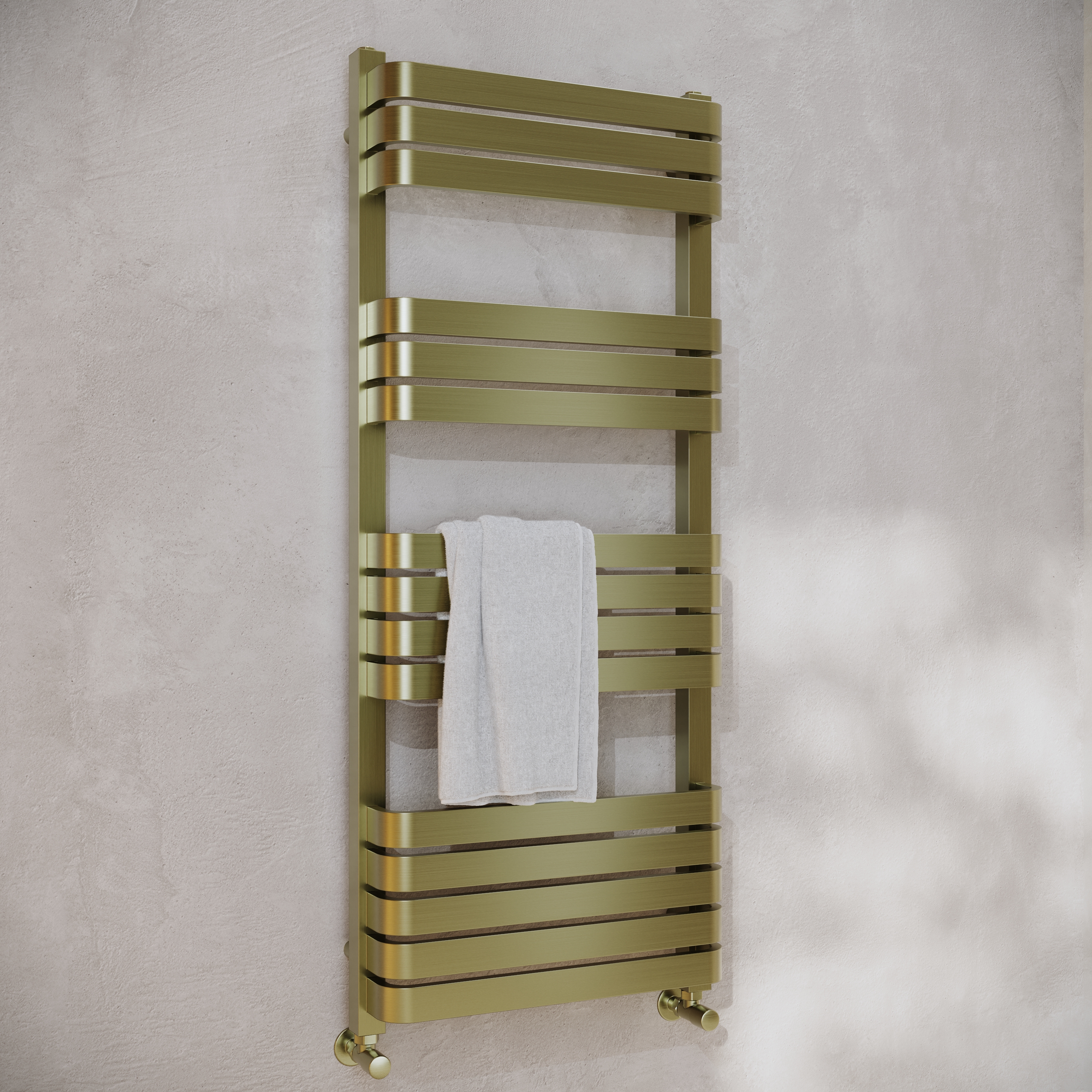 Toasty Studio Brushed Brass Heated Towel Rail - 1200 x 500mm