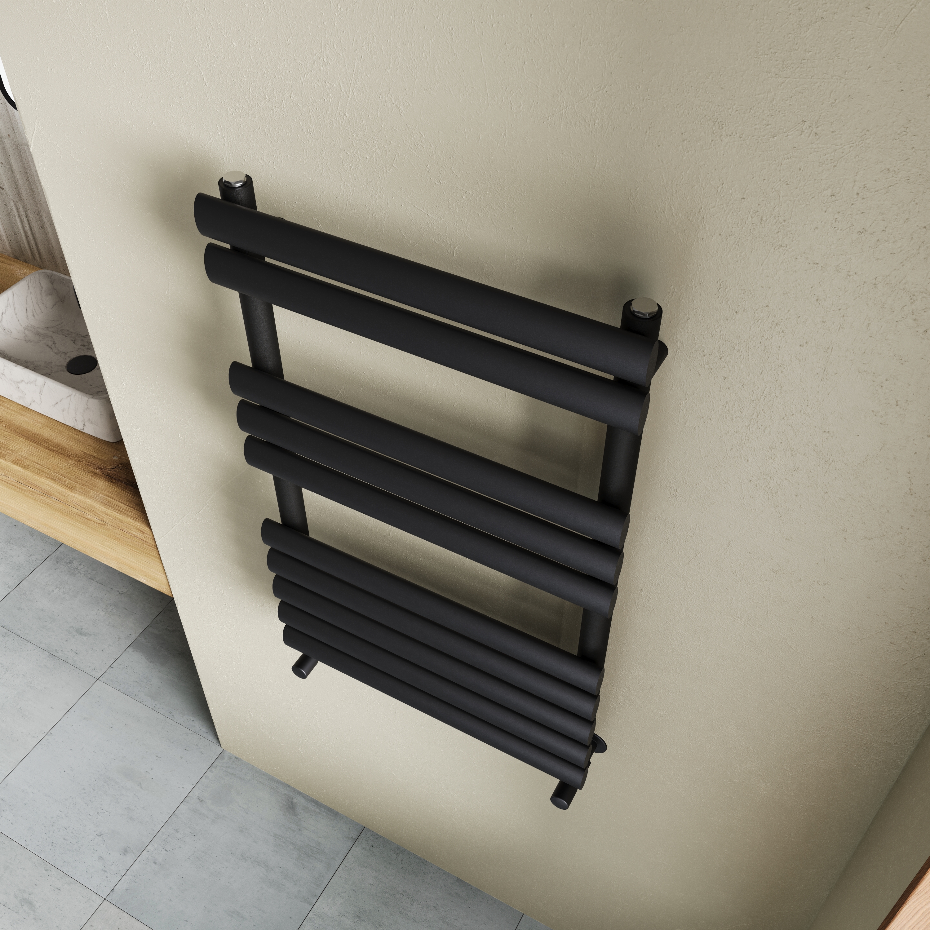Toasty Eden Matt Black Heated Towel Rail
