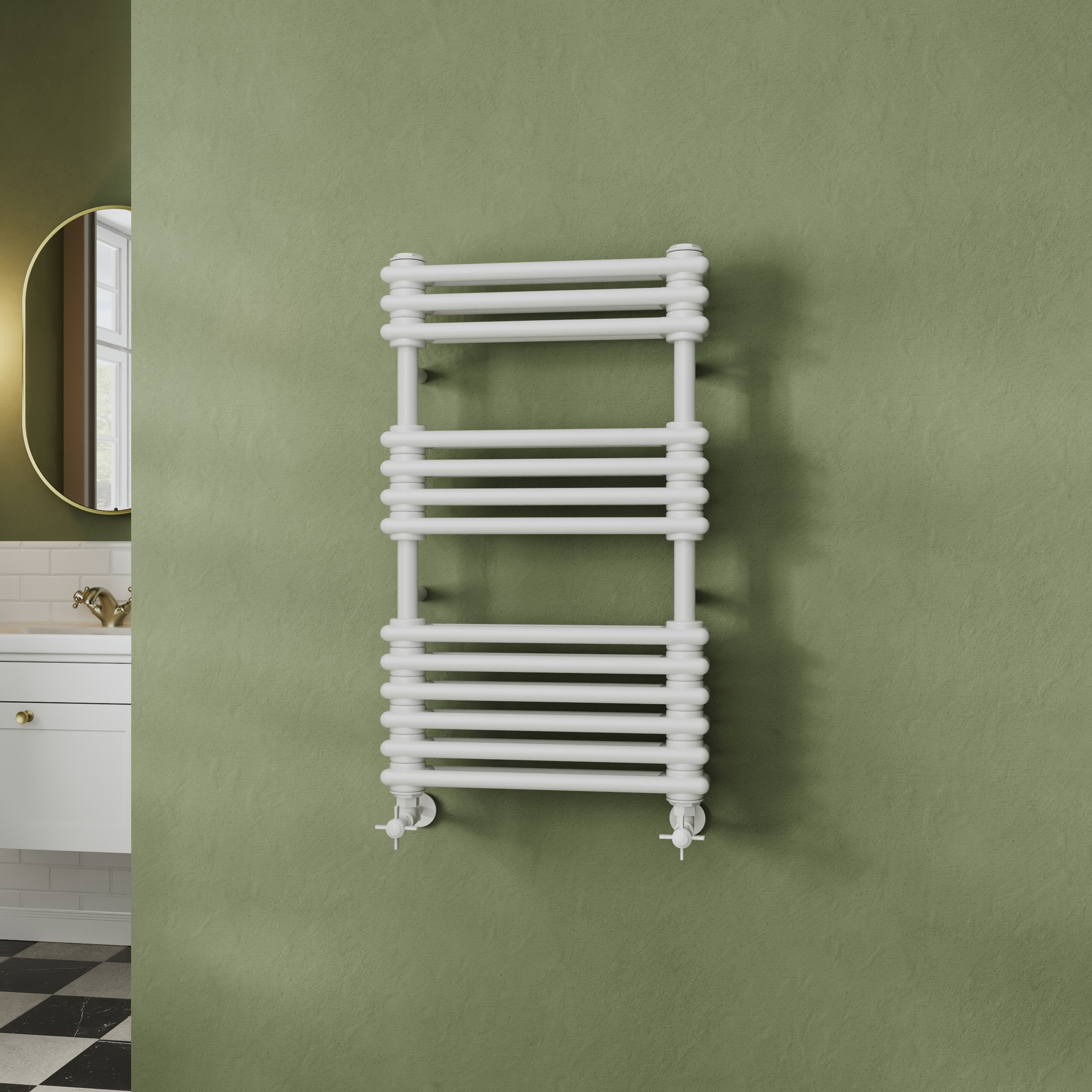 Toasty Montford White Traditional Column Heated Towel Rail