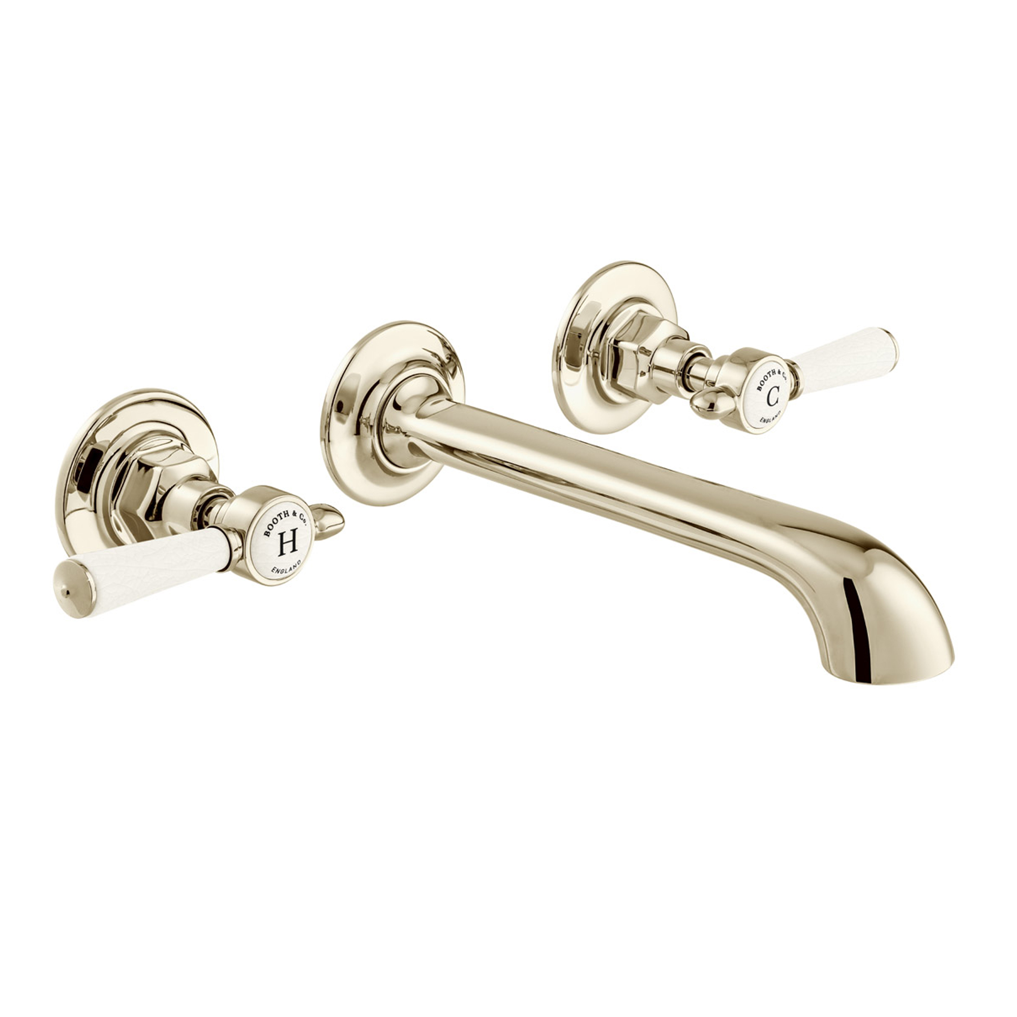 Booth & Co Axbridge Traditional Lever 3 Hole Wall Mounted Basin Mixer Tap