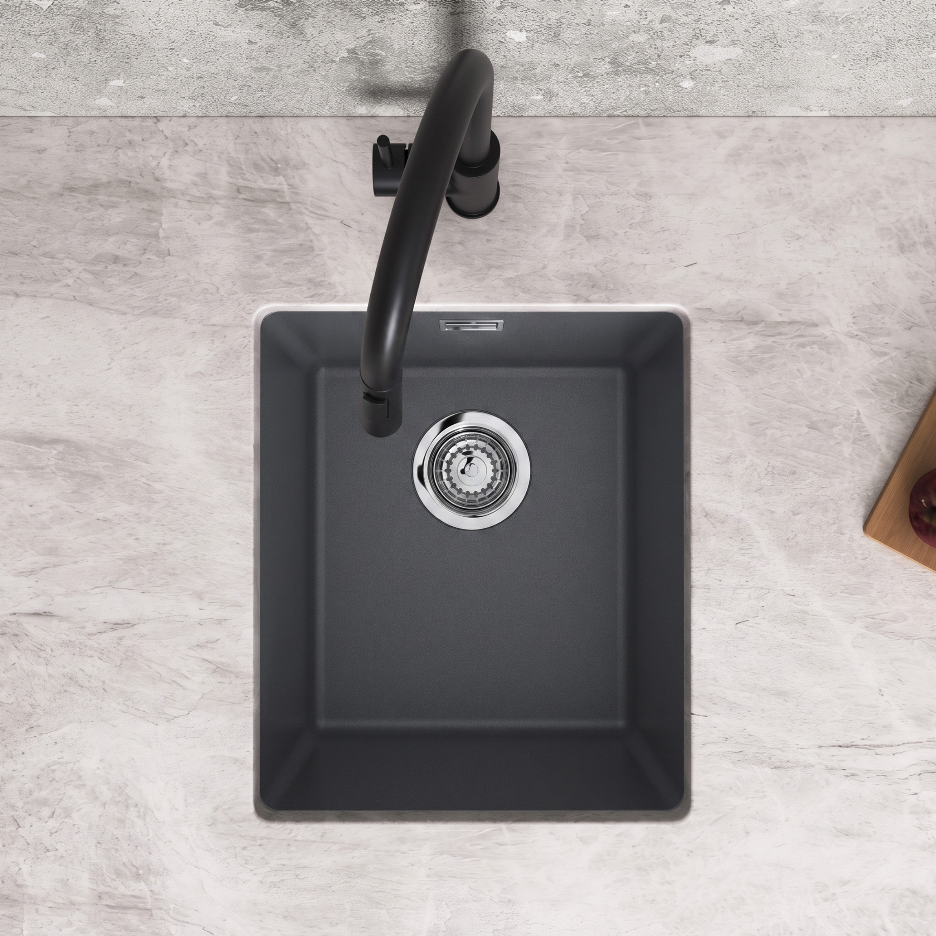 Vellamo Terra Compact 1 Bowl Granite Composite Inset or Undermount Kitchen Sink & Waste - 370 x 460mm