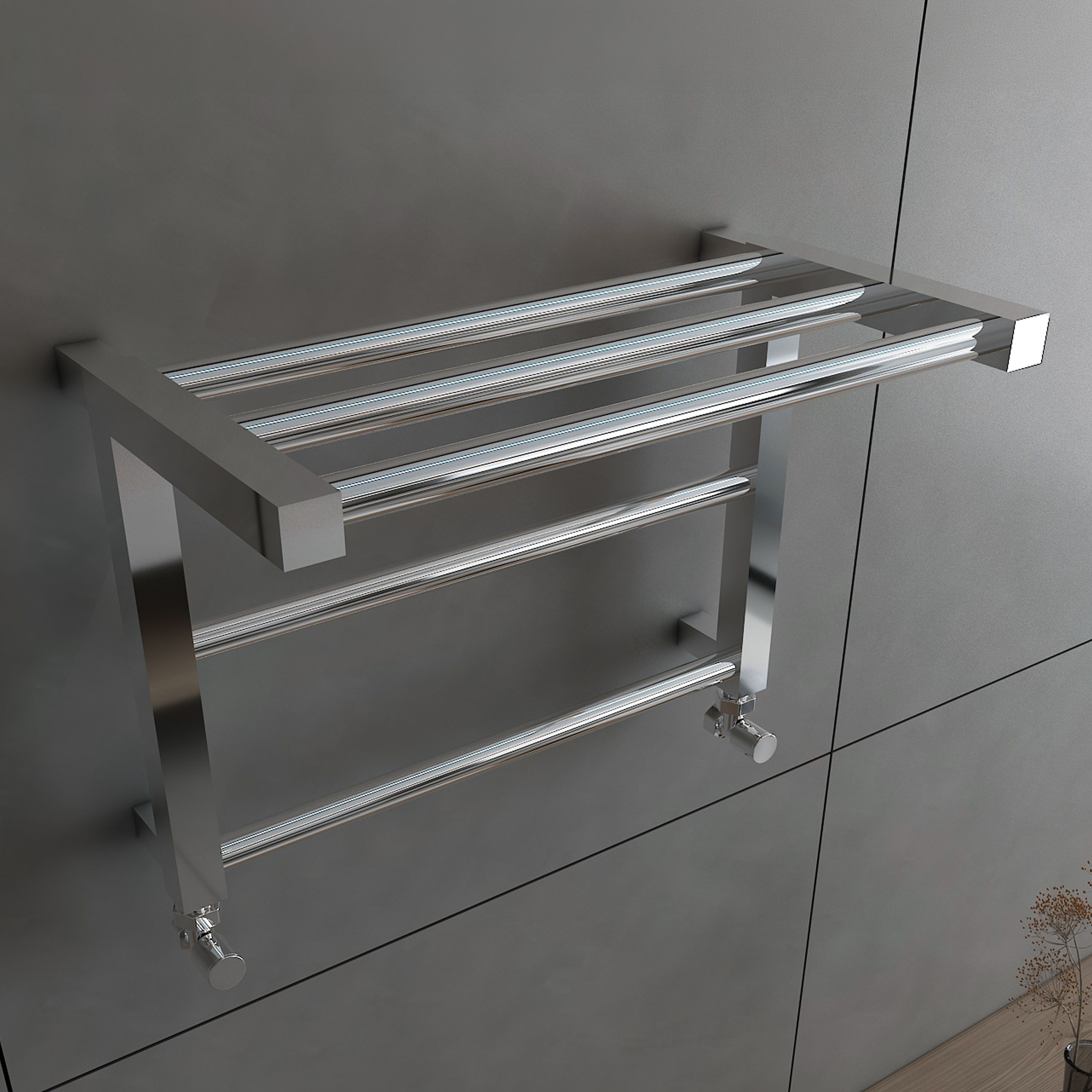 Carisa Etage Chrome Plated Steel Heated Towel Shelf & Rail - 350 x 500mm