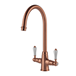 Clearwater Elegance Traditional Twin Lever Mono Kitchen Mixer - Brushed Copper