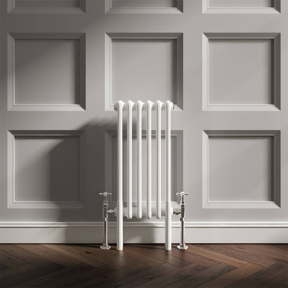 EliteHeat Horizontal Designer 2 Column Style White Radiator - 600 x 296