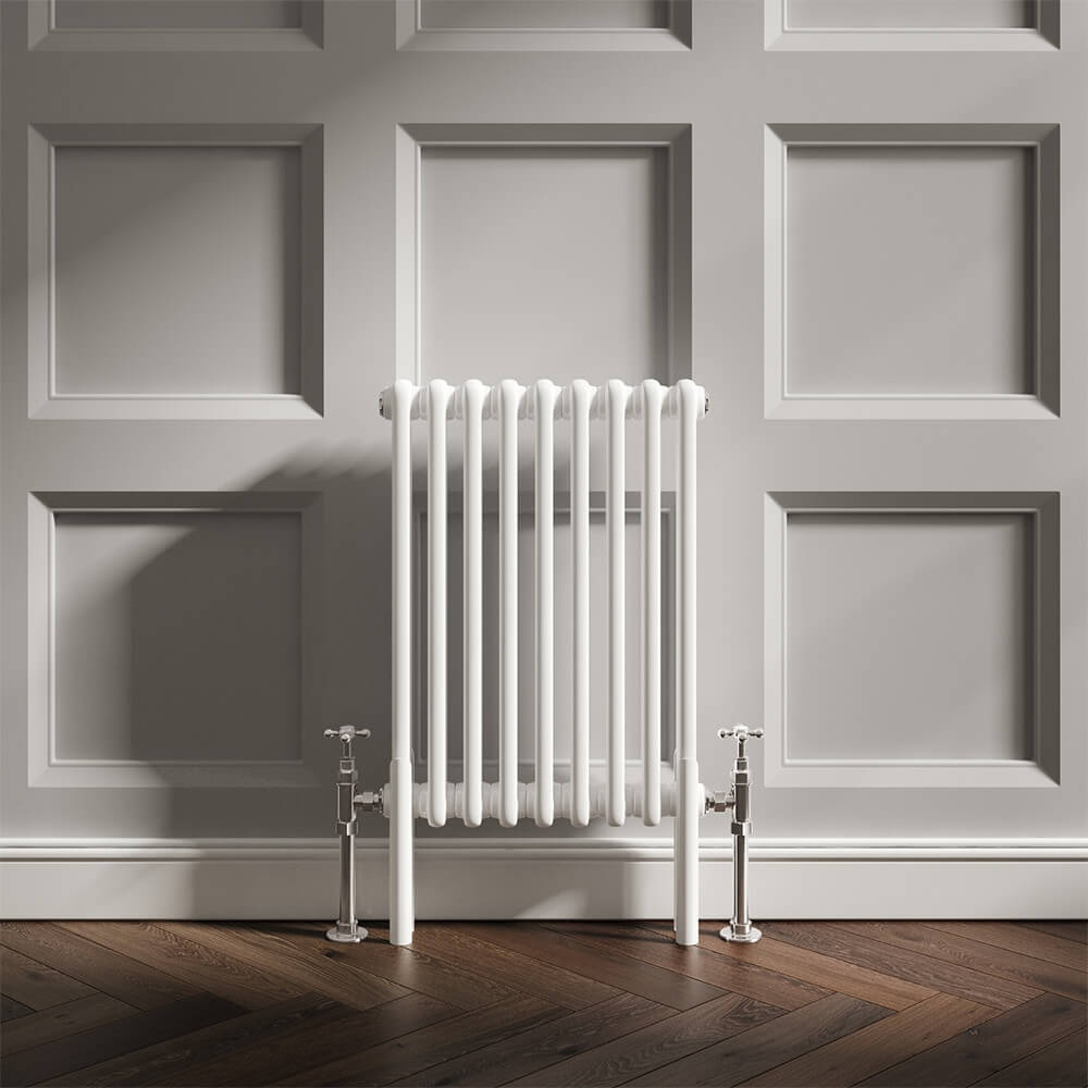 EliteHeat Horizontal Designer 2 Column Style White Radiator - 600 x 431