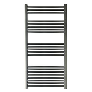 EliteHeat Stainless Steel Ladder Heated Towel Rail 25mm Bars - Brushed Black - 1200 x 600mm