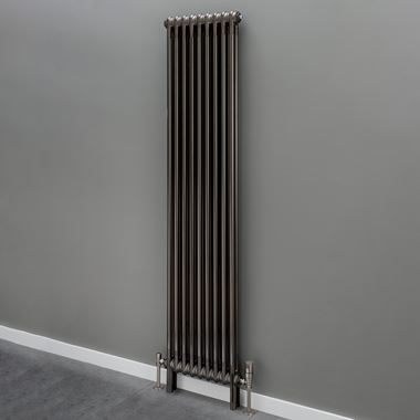 EliteHeat 2 Column Vertical Radiator - Bare Metal Lacquer Finish - 1800 x 339mm
