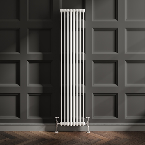 EliteHeat Vertical Designer 2 Column Style White Radiator - 1800mm Tall