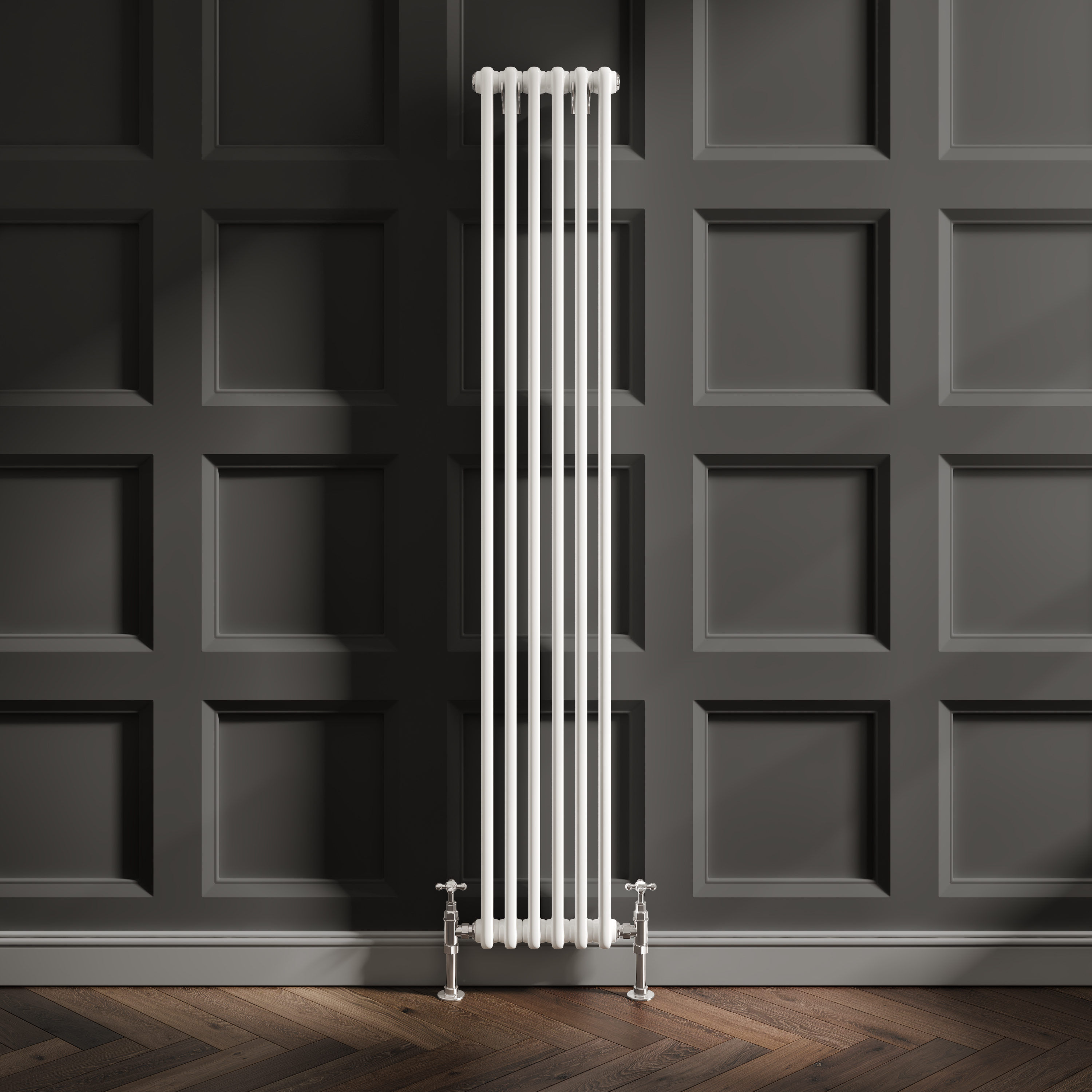 EliteHeat Vertical Designer 2 Column Style White Radiator - 1800 x 296mm