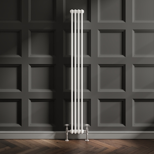 EliteHeat Vertical Designer 2 Column Style White Radiator - 1800mm Tall
