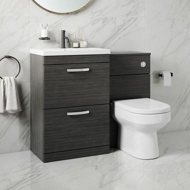 Drench Emily 1100mm Combination Bathroom Toilet & 2 Drawer Sink Unit - Hacienda Black