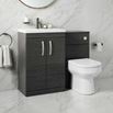 Drench Emily 1100mm Combination Bathroom Toilet & Minimalist Sink Unit with Doors - Hacienda Black - Harbour Clarity Toilet & Concealed Cistern