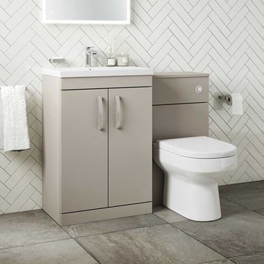 Drench Emily 1100mm Combination Bathroom Toilet & 2 Door Sink Unit - Matt Stone Grey