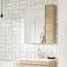 Drench Emily 600mm Mirror Cabinet with Offset Door - Natural Oak